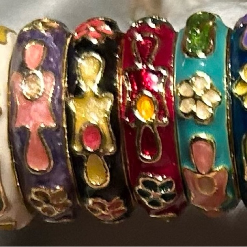 Colorful Cloisonne Rings Set of Six